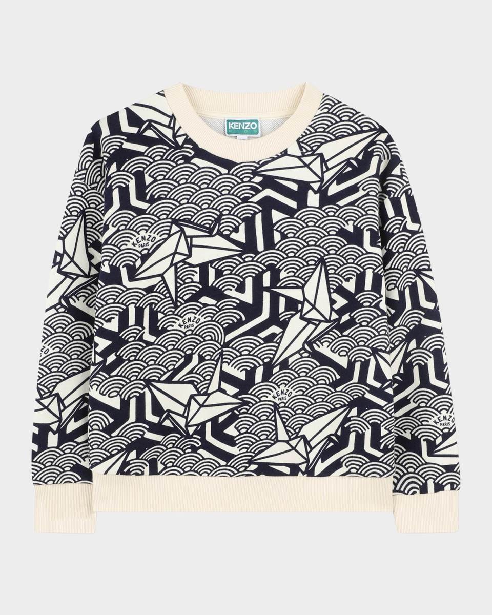 Boy's Paper Plane Printed Sweater, Size 6-12